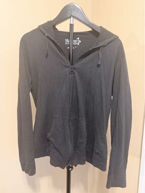 Hanes Black Lightweight Zip Hoodie Size S